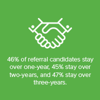 Referral candidates have longer job tenures
