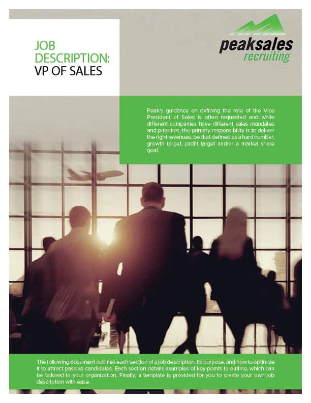 VP of Sales Job Description Template | Peak Sales Recruits